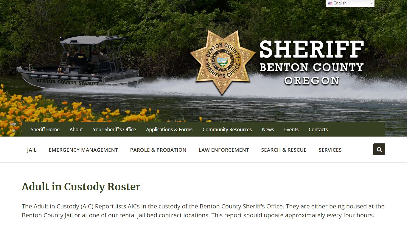 Benton County Jail Inmate Custody List