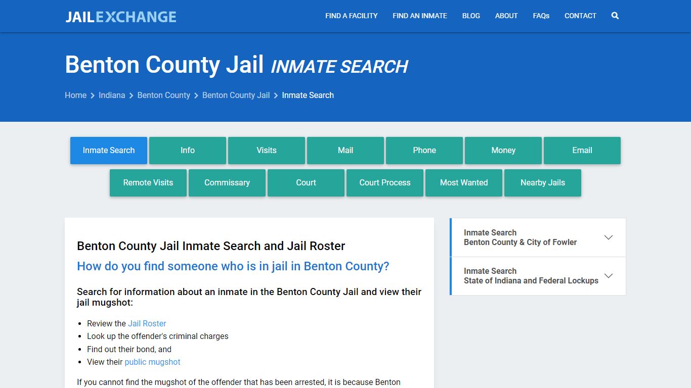 Inmate Search: Roster & Mugshots - Benton County Jail, IN
